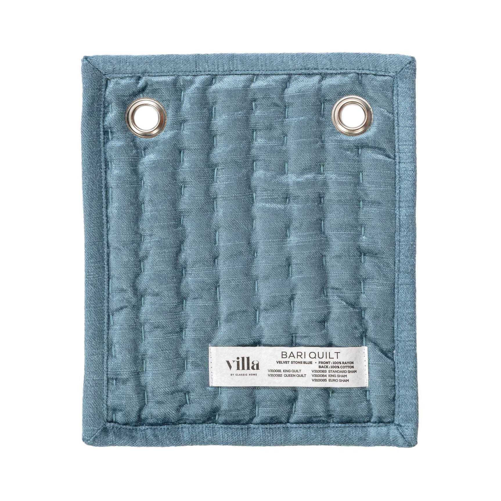 Bari Stone Blue Velvet Quilt Collection - Ornate Home