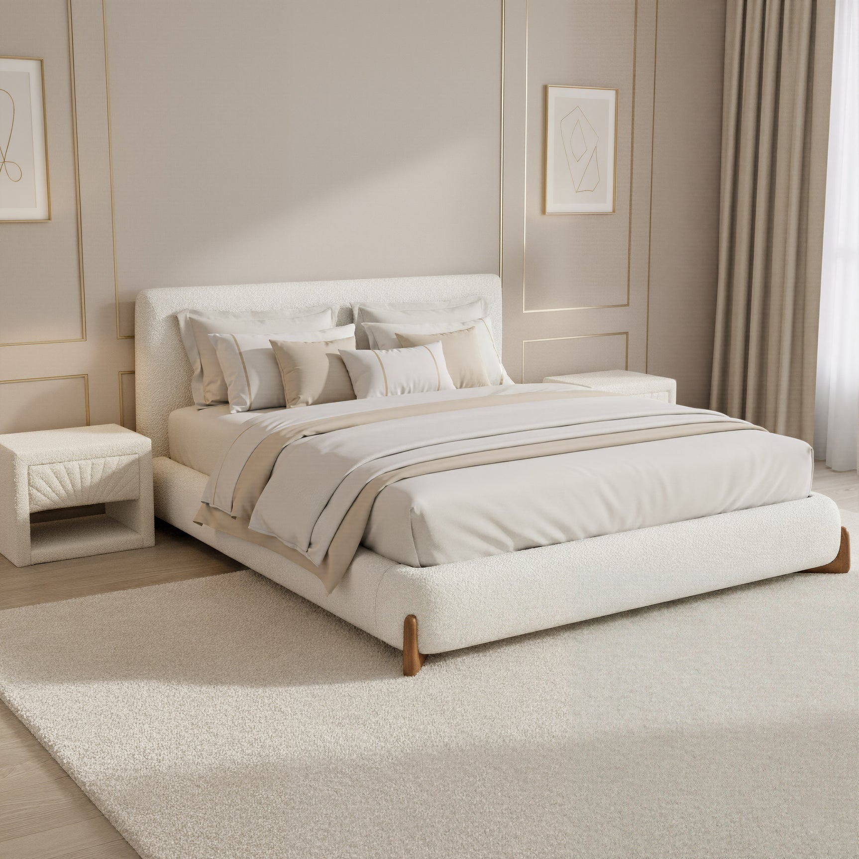 Baris Ivory King Bed - Ornate Home