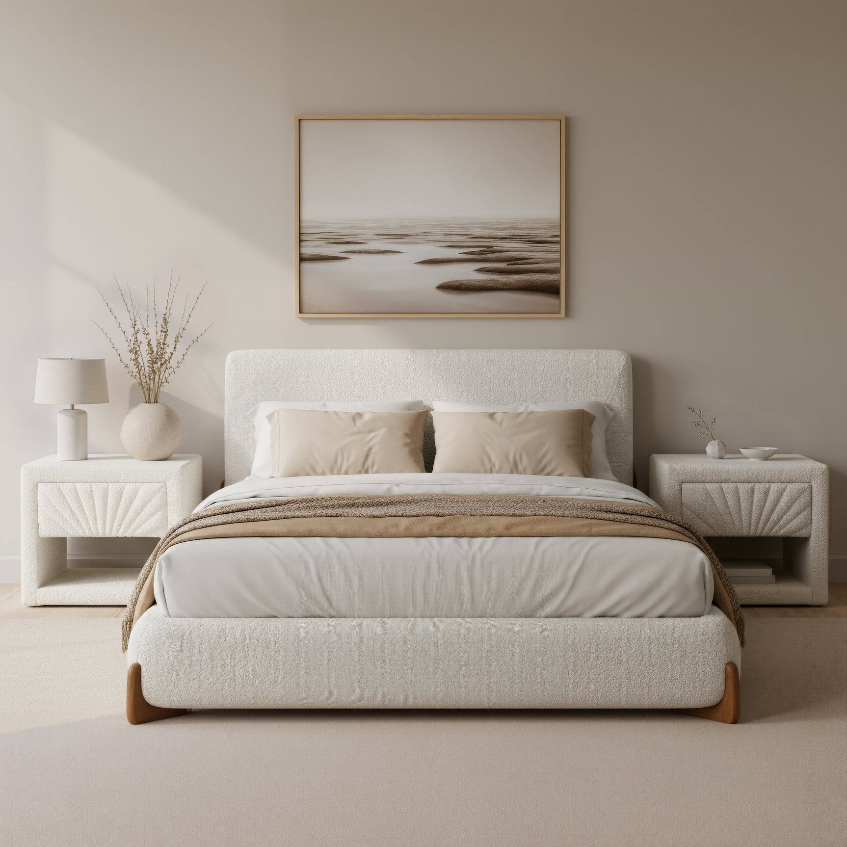 Baris Ivory Queen Bed - Ornate Home