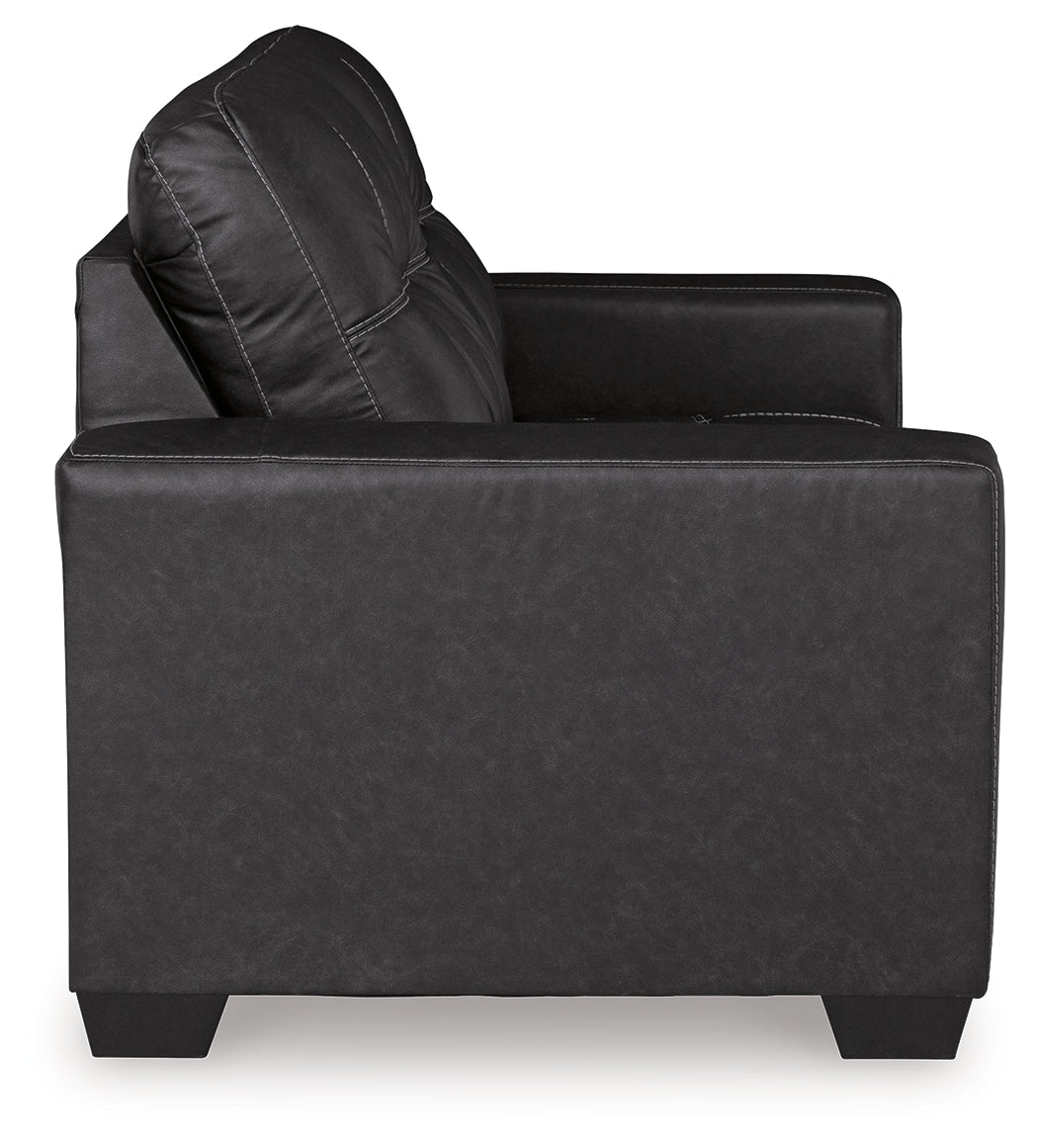Barlin Mills Carbon Loveseat and Oversized Ottoman - Ornate Home