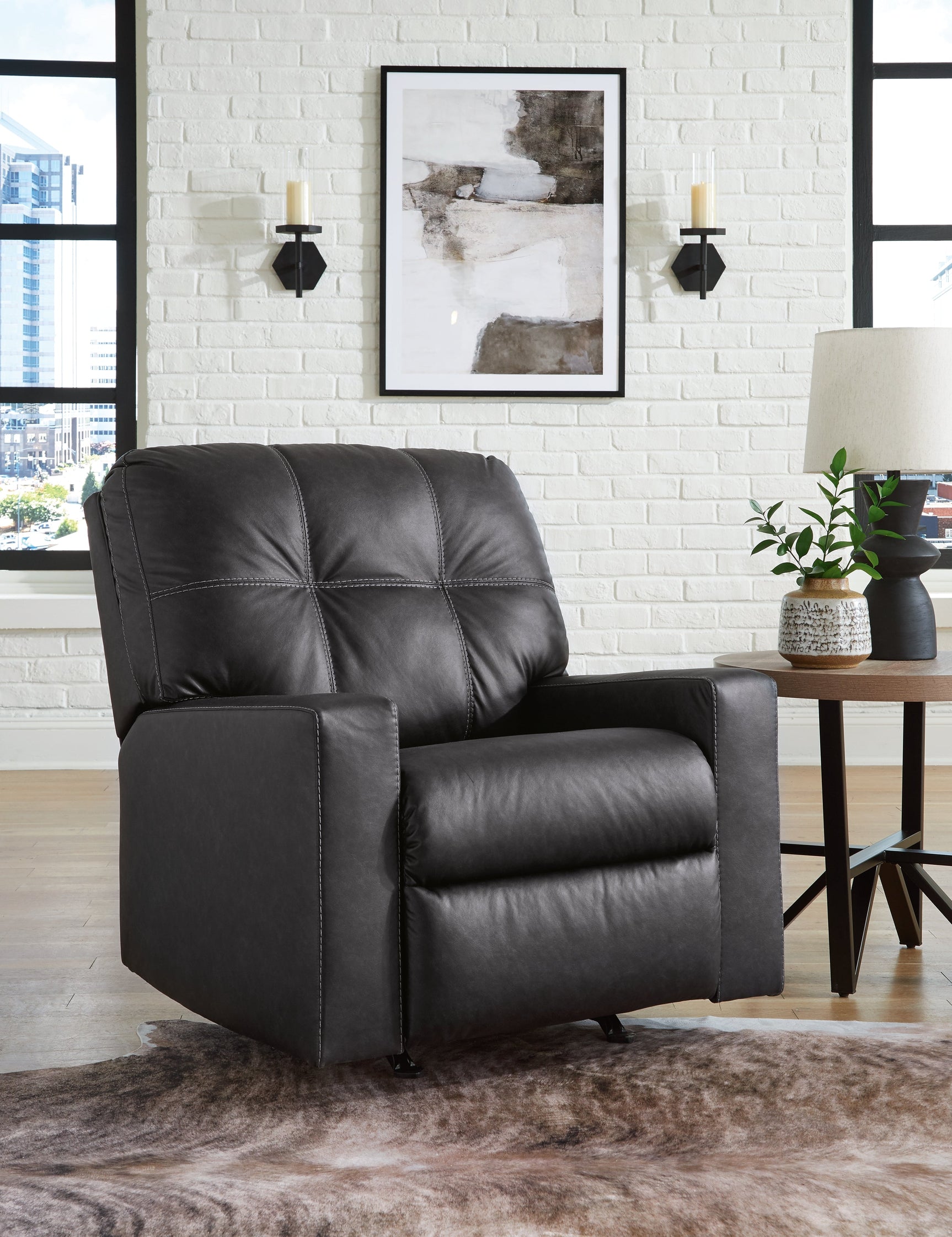 Barlin Mills Carbon Recliner and Oversized Accent Ottoman (Online Special Price) - Ornate Home