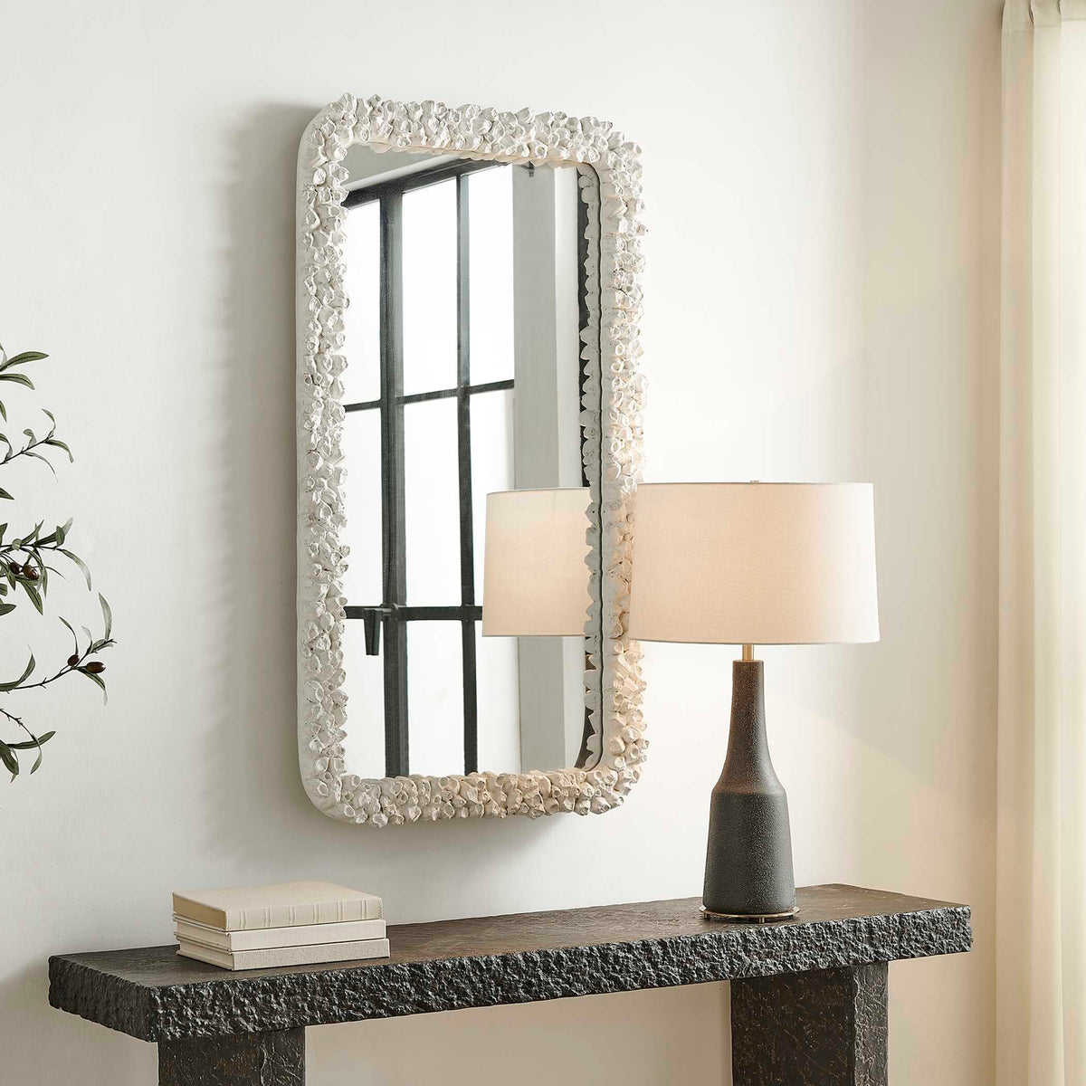 Barnacle White Rectangular Mirror - Ornate Home