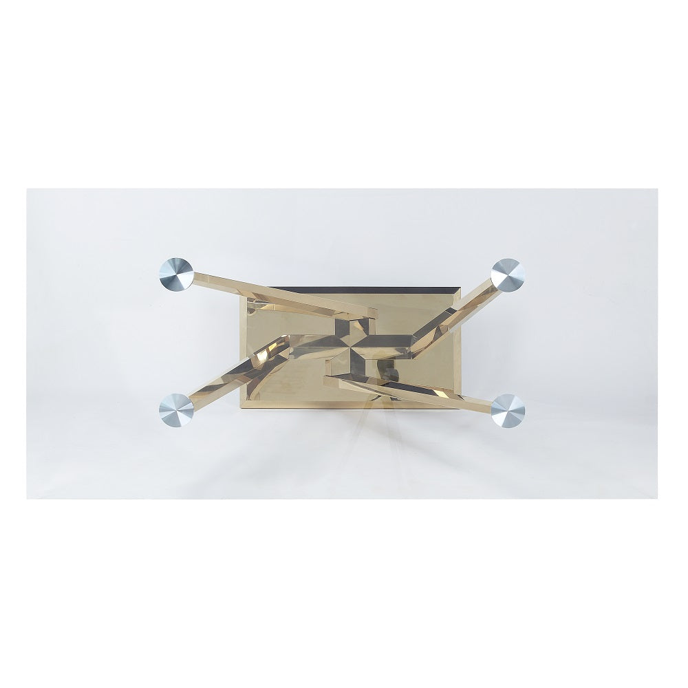 Barnard Clear Glass Top & Mirrored Gold Finish Dining Table - Ornate Home