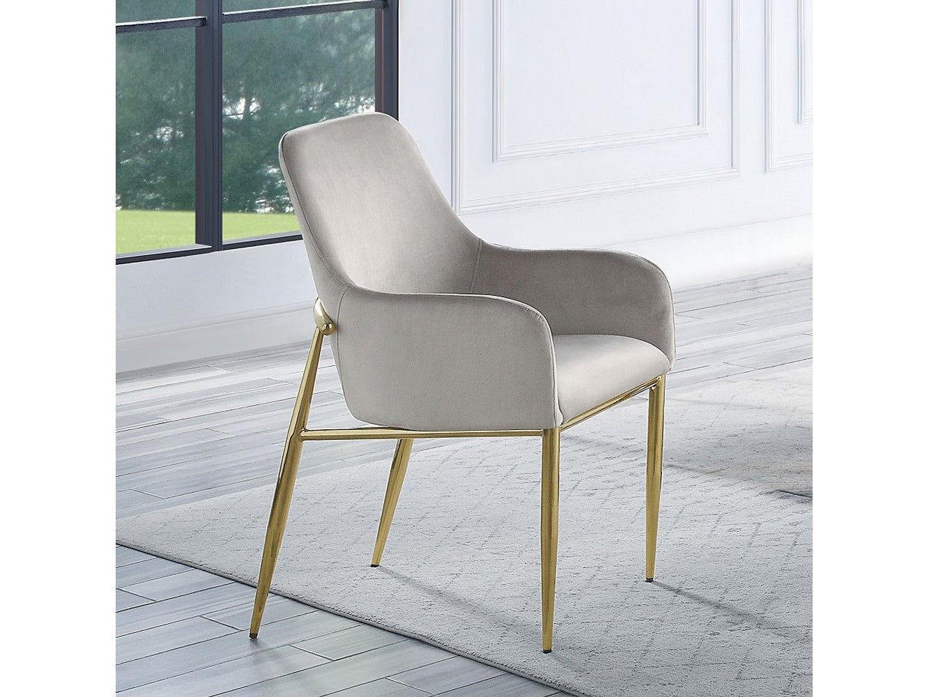 Barnard Gray Velvet & Gold Finish Side Chair (Set of 2) - Ornate Home