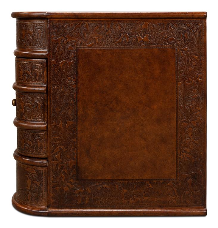 Barnes Brown Leather Book Side Table - Ornate Home