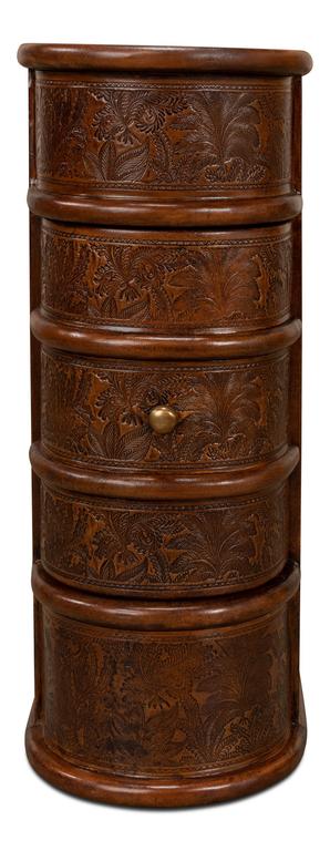 Barnes Brown Leather Book Side Table - Ornate Home