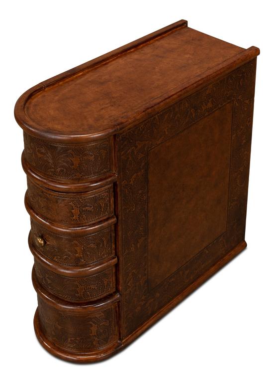 Barnes Brown Leather Book Side Table - Ornate Home