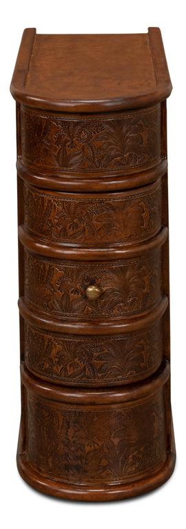 Barnes Brown Leather Book Side Table - Ornate Home
