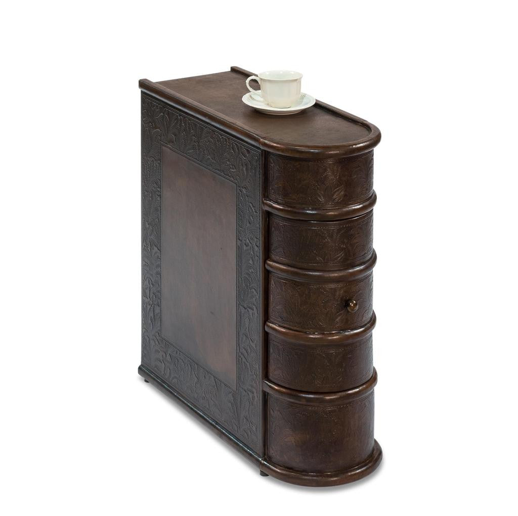 Barnes Brown Leather Book Side Table - Ornate Home