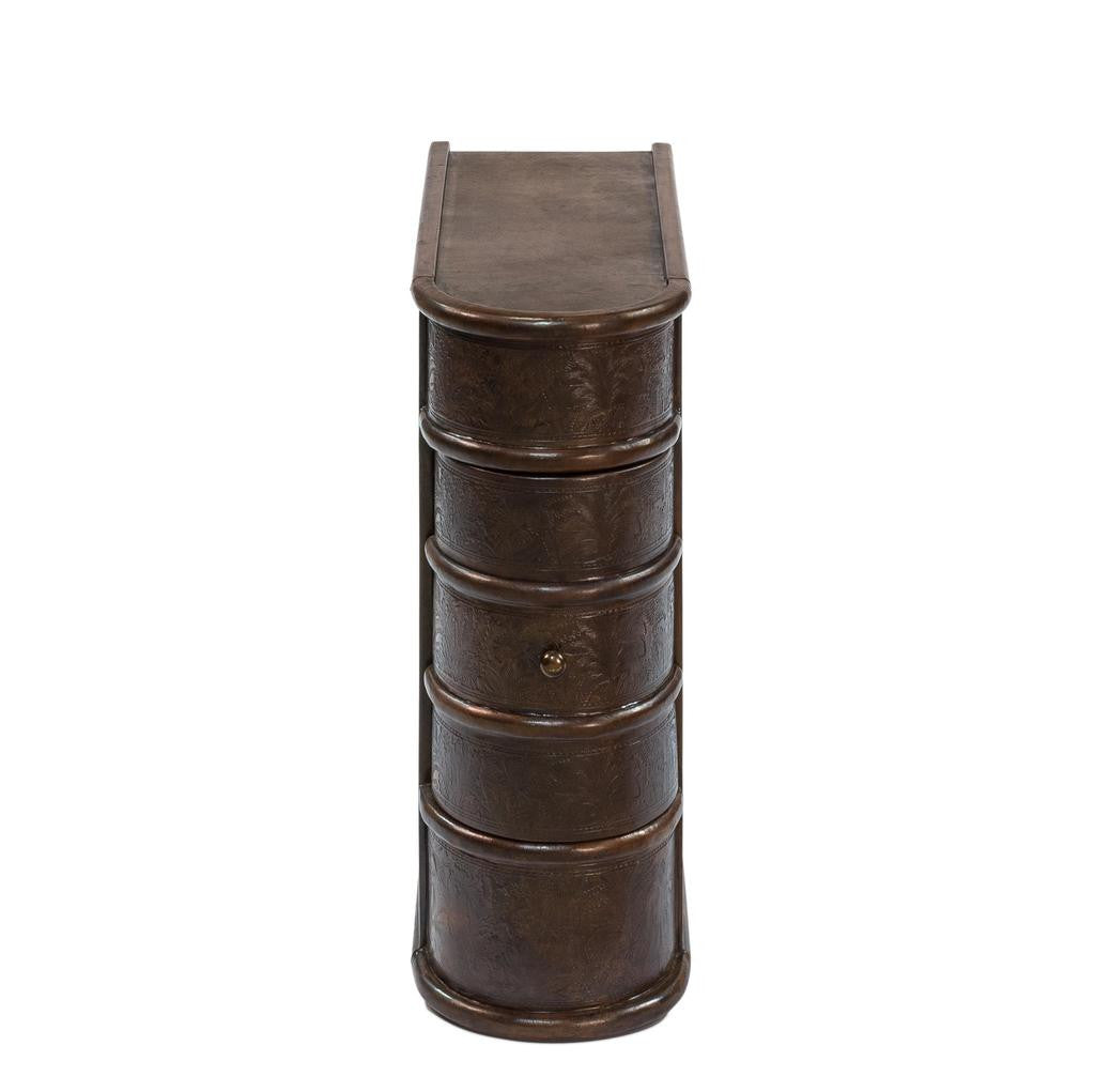Barnes Brown Leather Book Side Table - Ornate Home