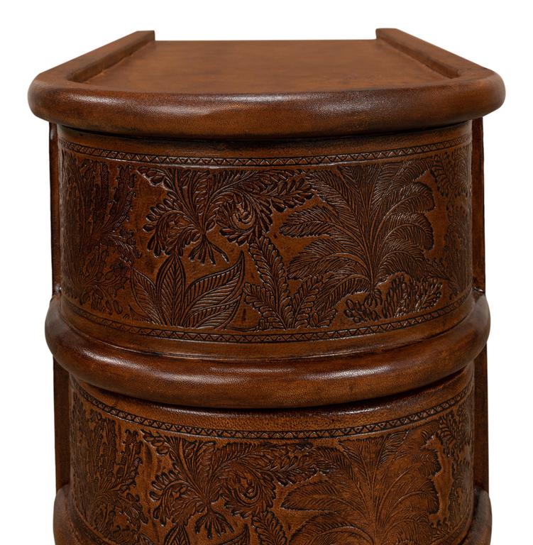 Barnes Brown Leather Book Side Table - Ornate Home
