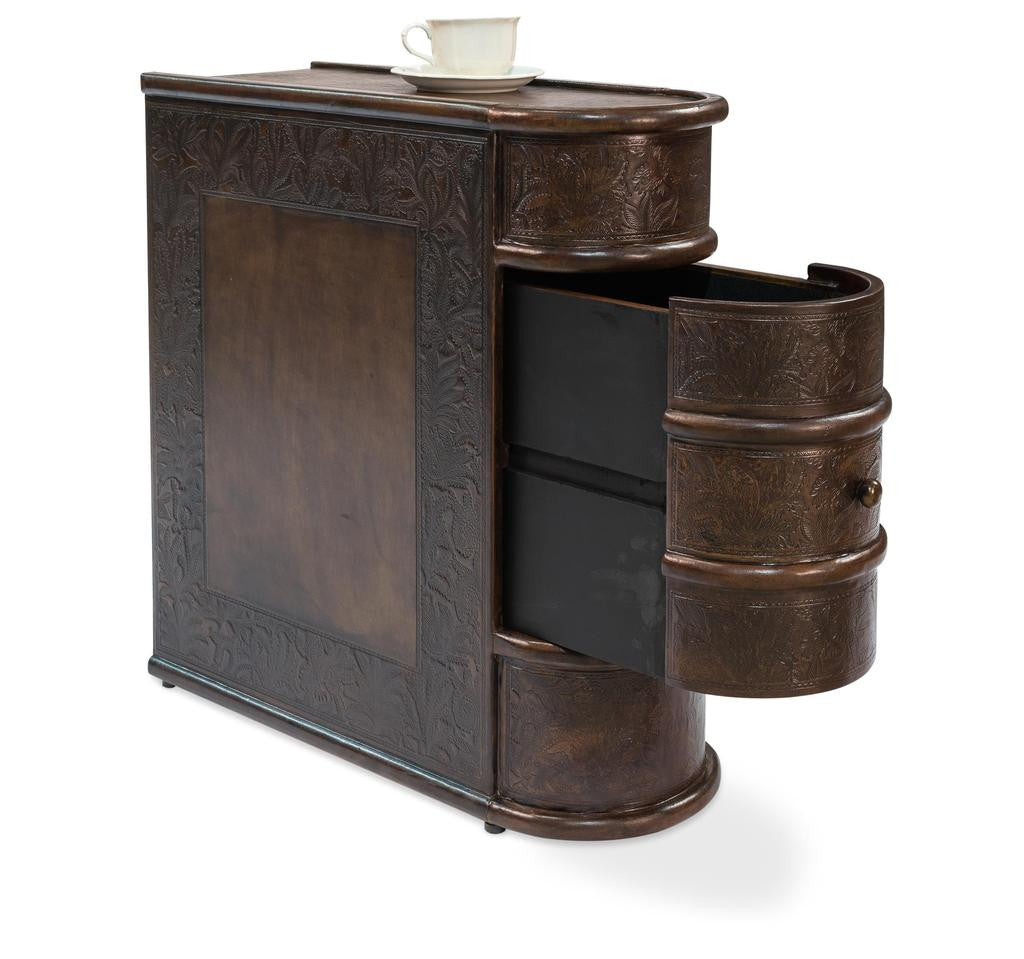 Barnes Brown Leather Book Side Table - Ornate Home