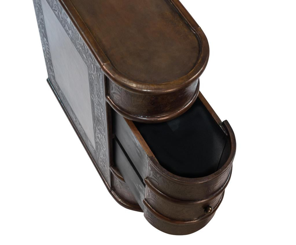 Barnes Brown Leather Book Side Table - Ornate Home