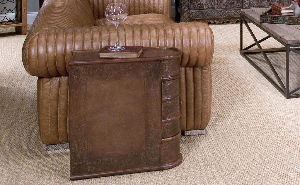 Barnes Brown Leather Book Side Table - Ornate Home