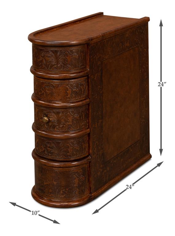Barnes Brown Leather Book Side Table - Ornate Home