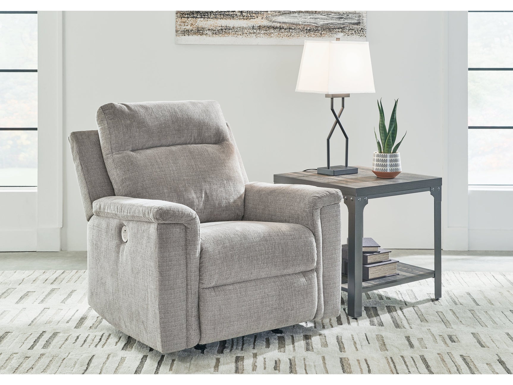 Barnsana Ash Micro Chenille Power Recliner (Online Special Price) - Ornate Home
