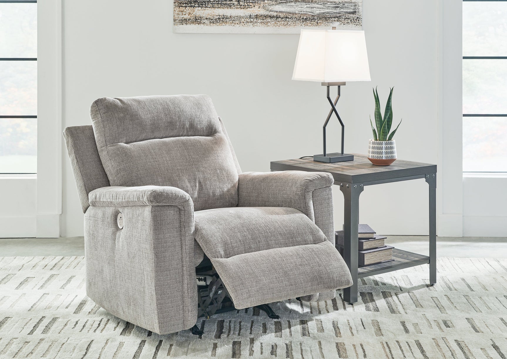 Barnsana Ash Micro Chenille Power Recliner (Online Special Price) - Ornate Home