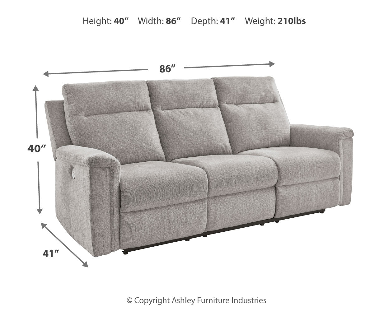 Barnsana Ash Power Reclining Sofa, Loveseat and Recliner - Ornate Home