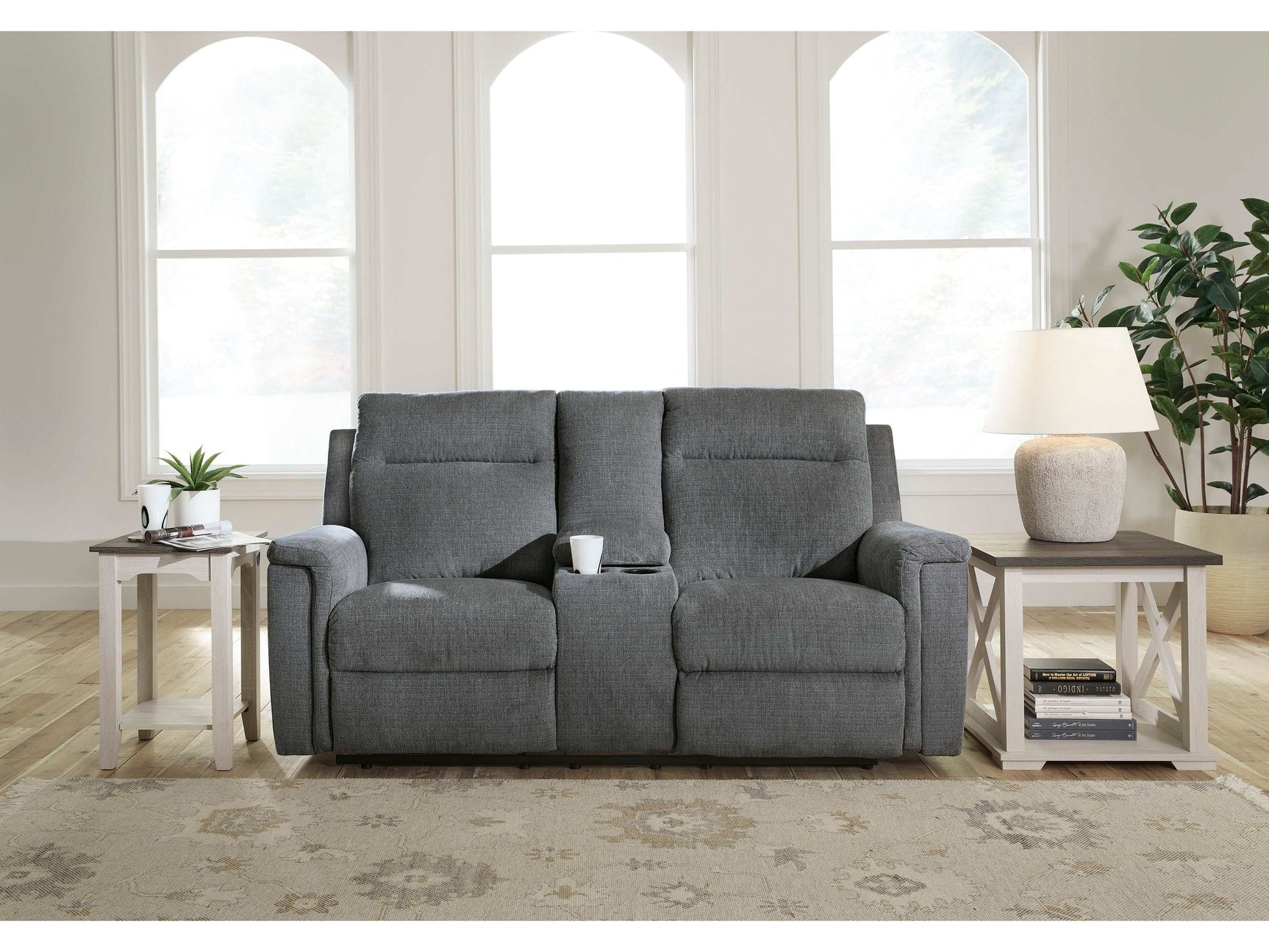 Barnsana Gravel Micro Chenille Power Reclining Living Room Set / 3pc - Ornate Home