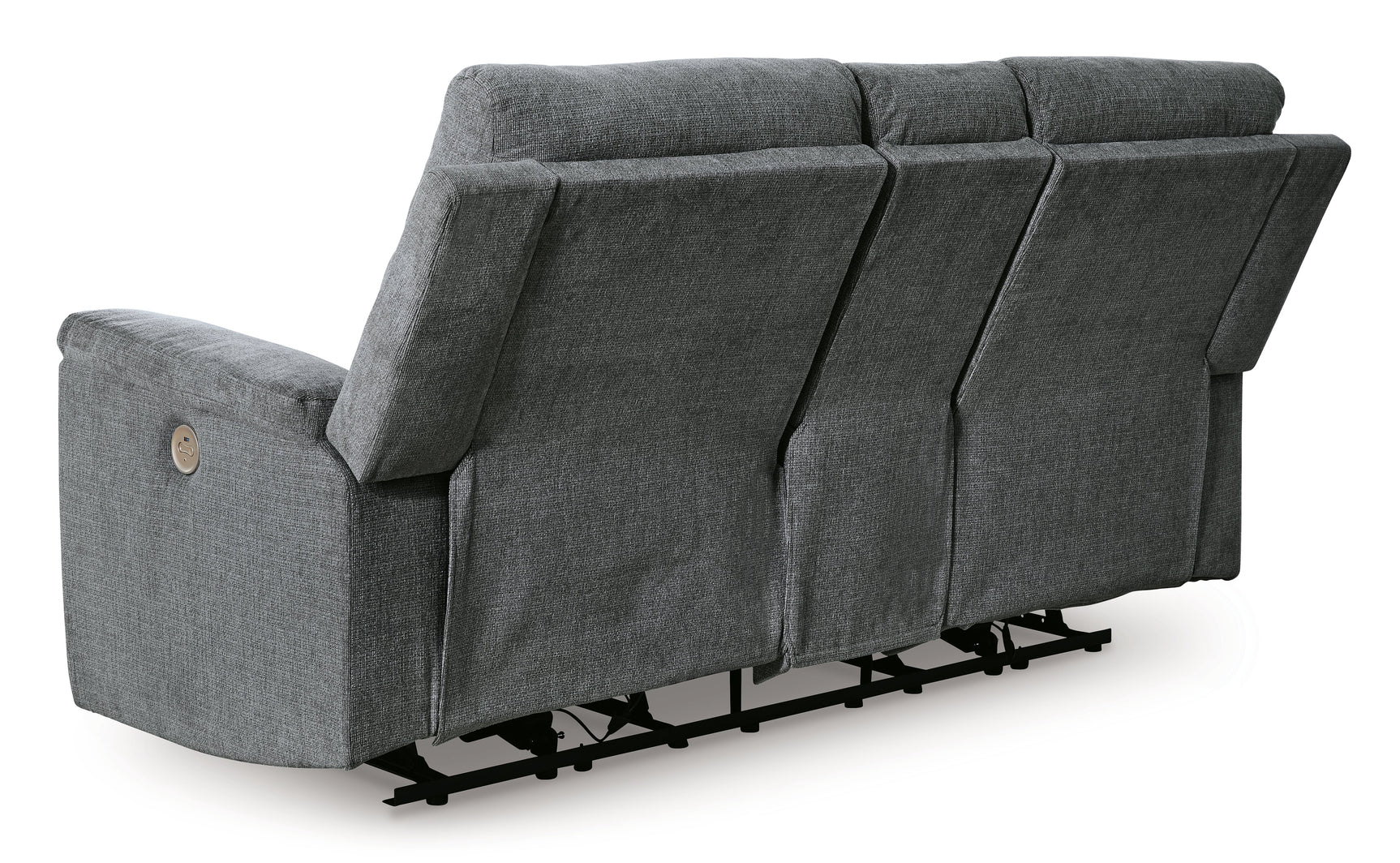 Barnsana Gravel Micro Chenille Power Reclining Loveseat w/ Console (Online Special Price) - Ornate Home