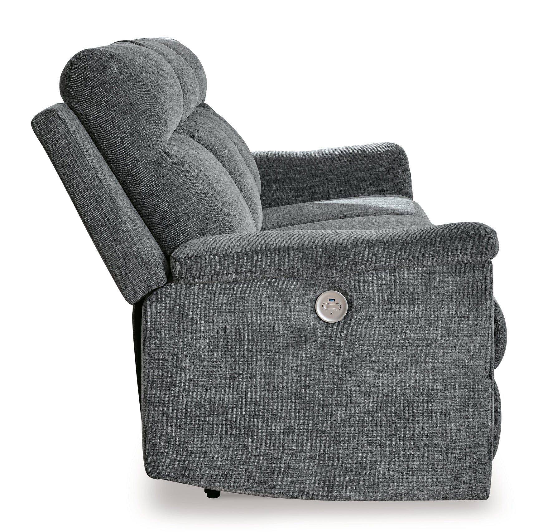 Barnsana Gravel Micro Chenille Power Reclining Sofa - Ornate Home
