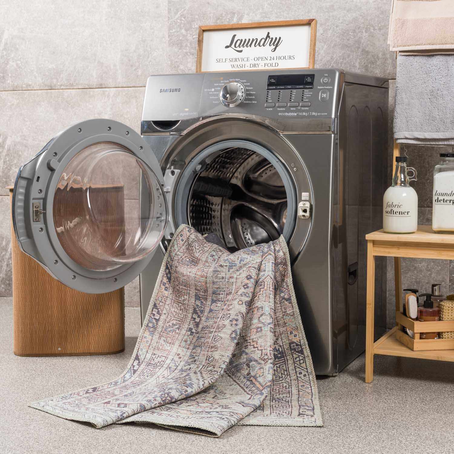 Barny Beige Washable Area Rug - Ornate Home