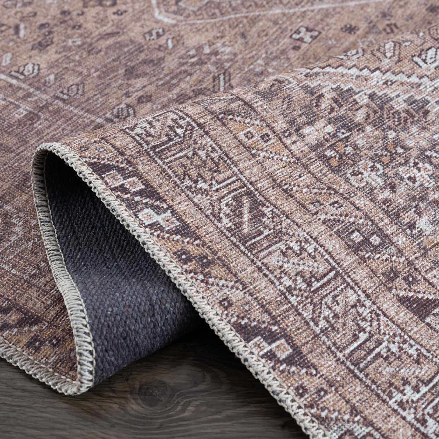Barny Brown Flat Pile Washable Rug - Clearance - Ornate Home