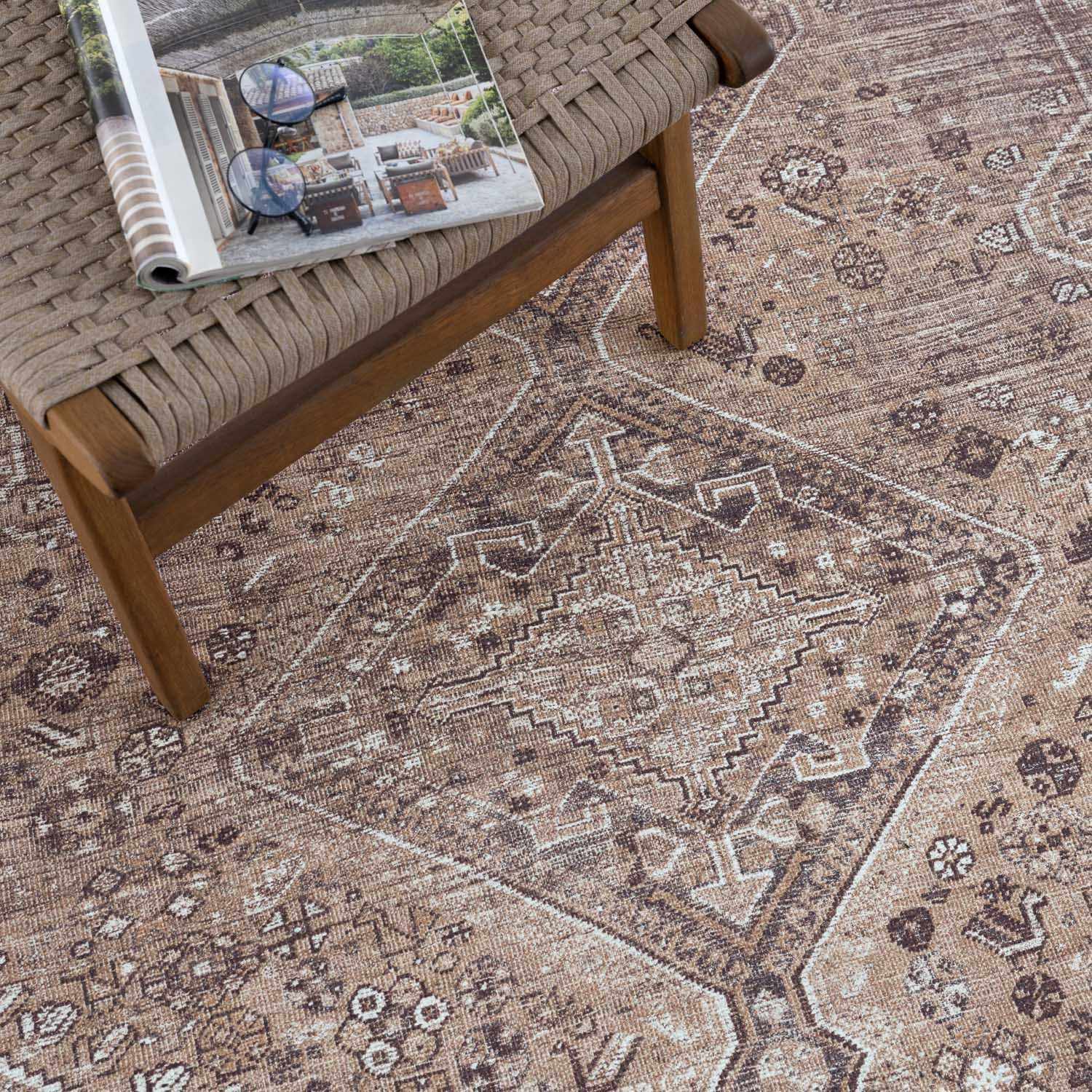 Barny Brown Flat Pile Washable Rug - Clearance - Ornate Home