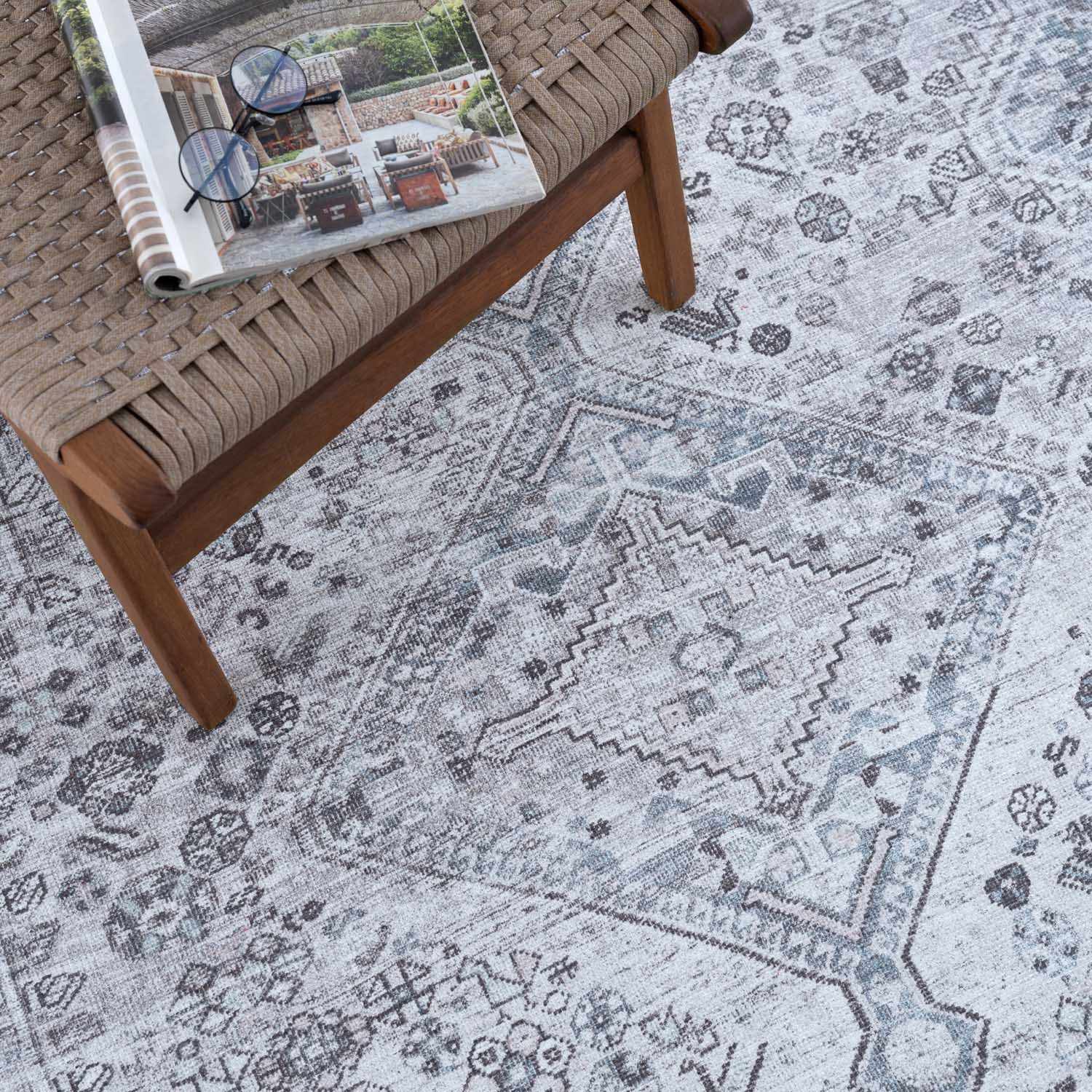 Barny Gray Denim Washable Rug - Clearance - Ornate Home