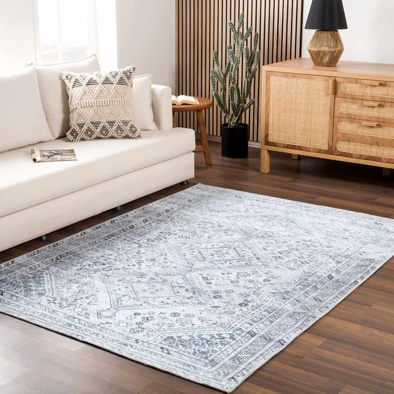 Barny Gray Denim Washable Rug - Clearance - Ornate Home