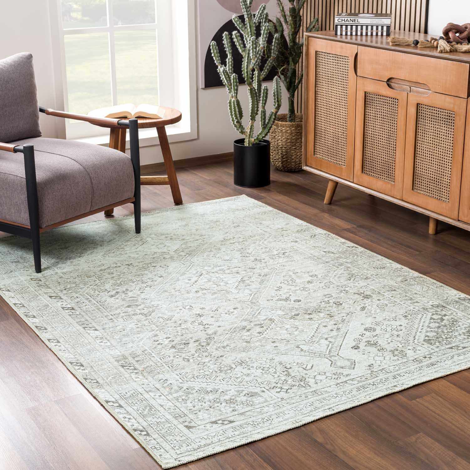 Barny Sage Flat Pile Washable Rug - Ornate Home