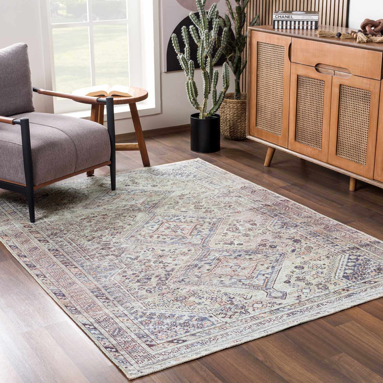 Barny Tan Washable Rug - Ornate Home