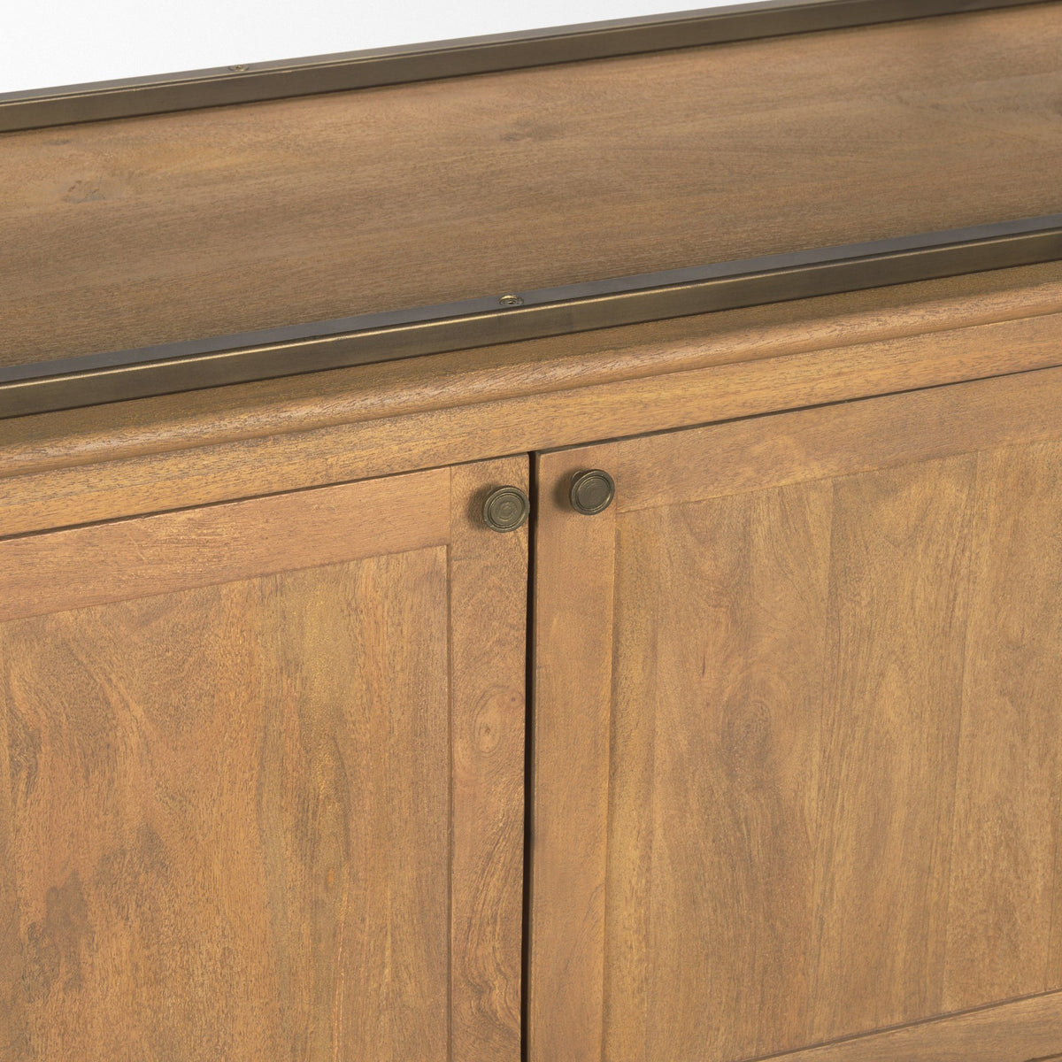 Baron Light Brown/Gunmetal 4-Door Wood Open Shelving Unit - Ornate Home