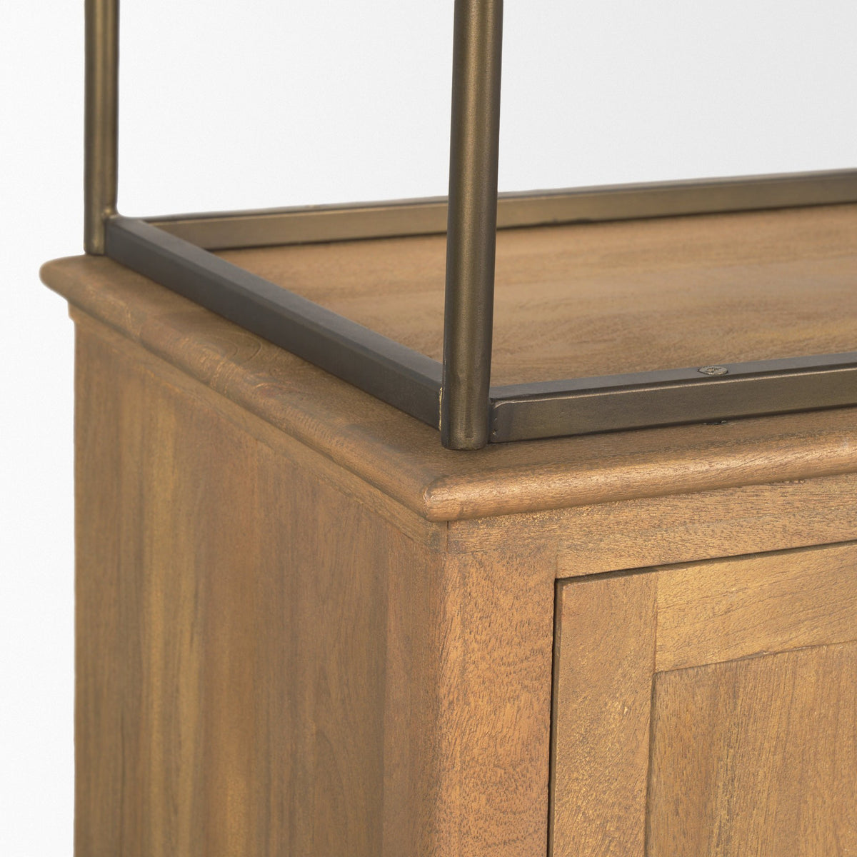 Baron Light Brown/Gunmetal 4-Door Wood Open Shelving Unit - Ornate Home