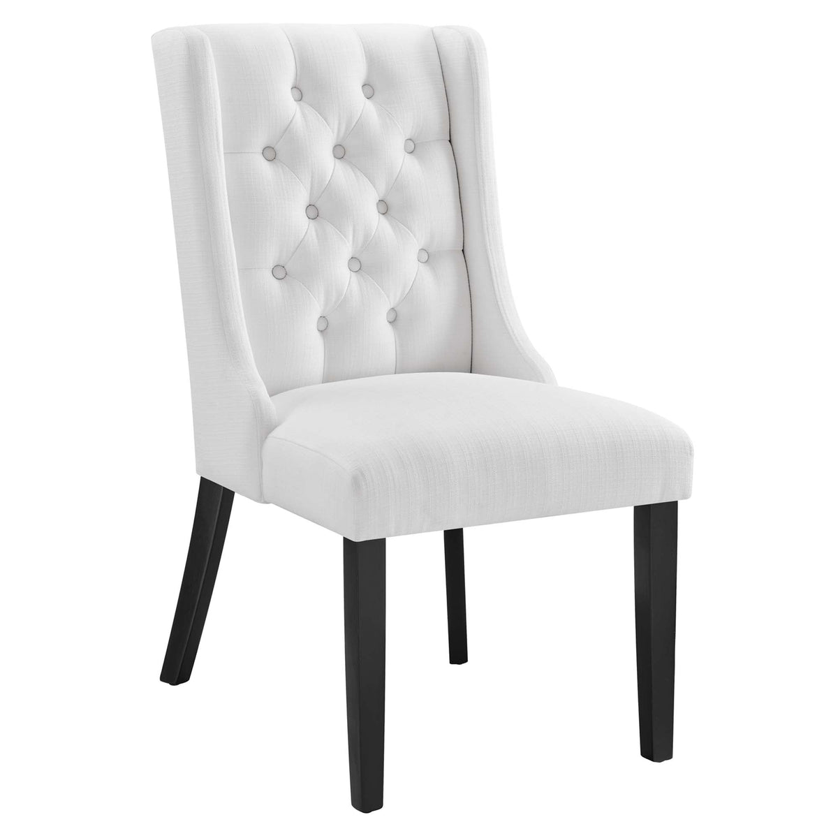 Baronet White Button Tufted Fabric Dining Chair - Ornate Home