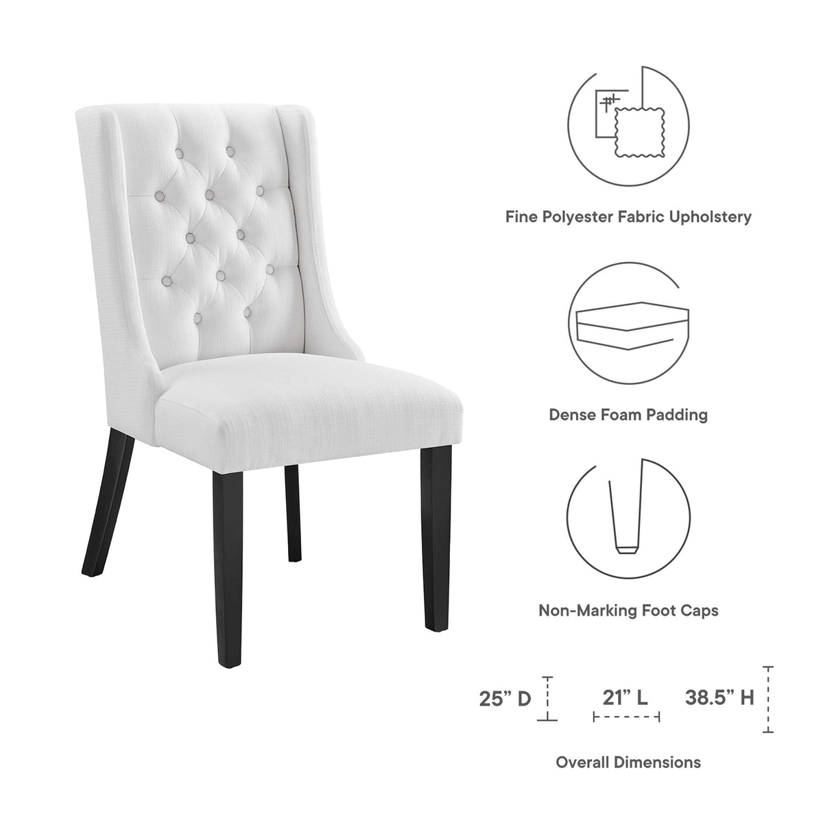 Baronet White Button Tufted Fabric Dining Chair - Ornate Home