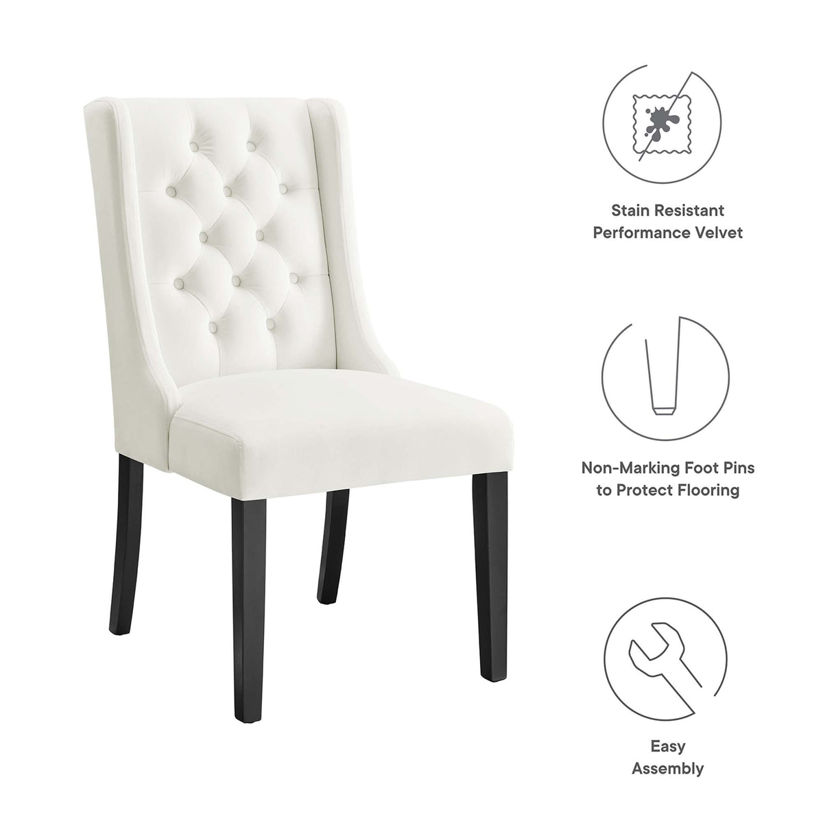 Baronet White Performance Velvet Dining Chairs (Set of 2) - Ornate Home
