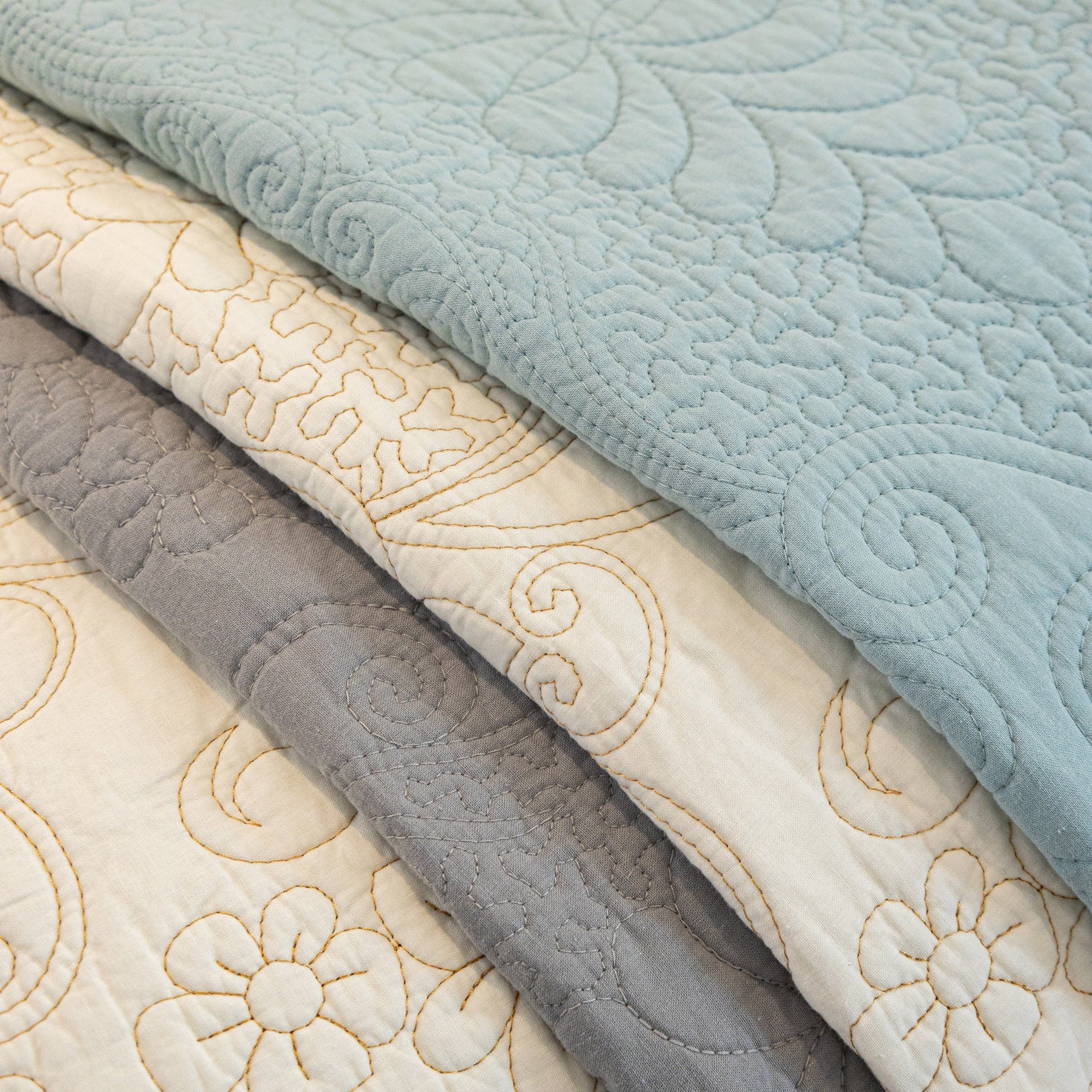 Baroque Floral Quilted Cotton Sofa Cover, Non-Slip Washable Couch Protector - Ornate Home