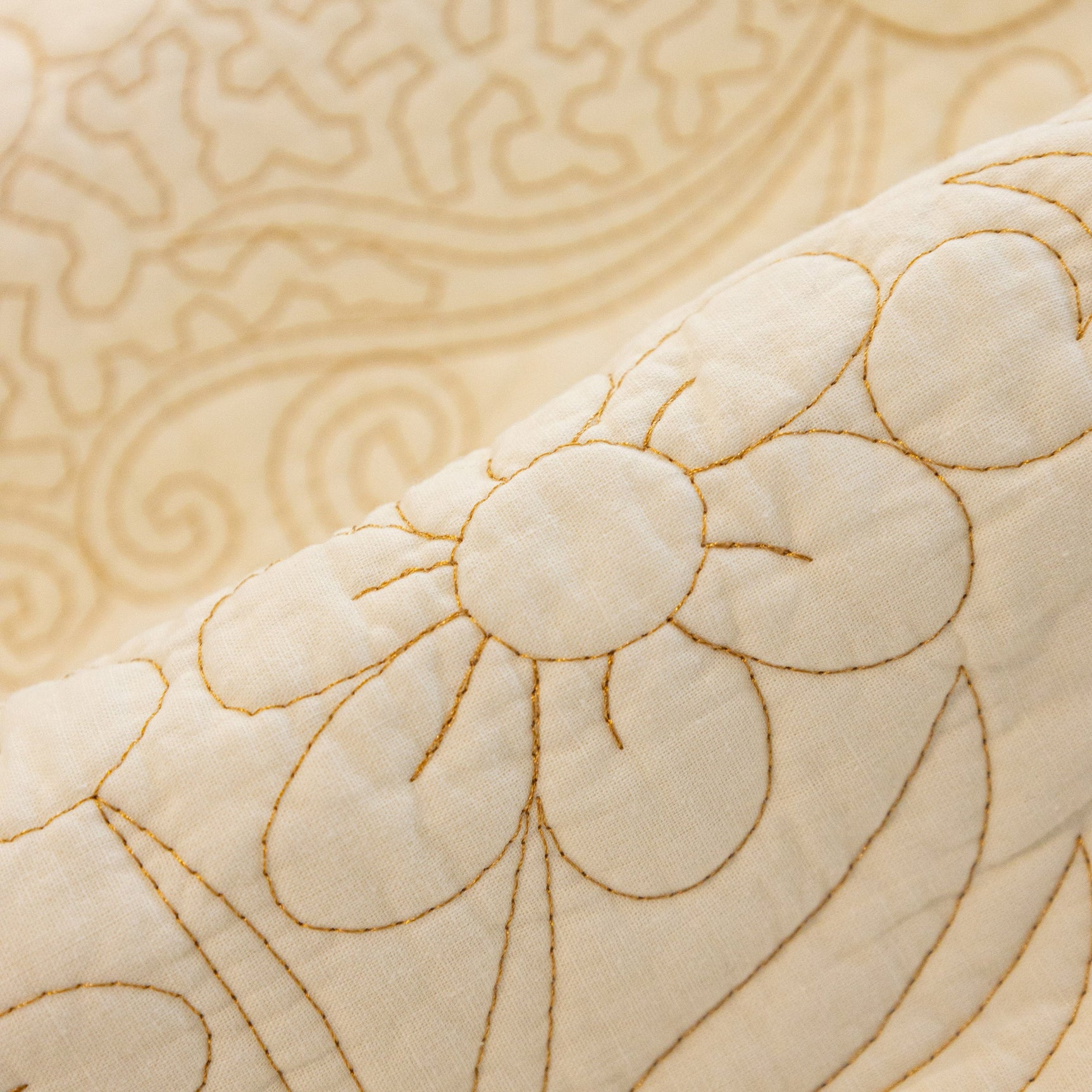 Baroque Floral Quilted Cotton Sofa Cover, Non-Slip Washable Couch Protector - Ornate Home