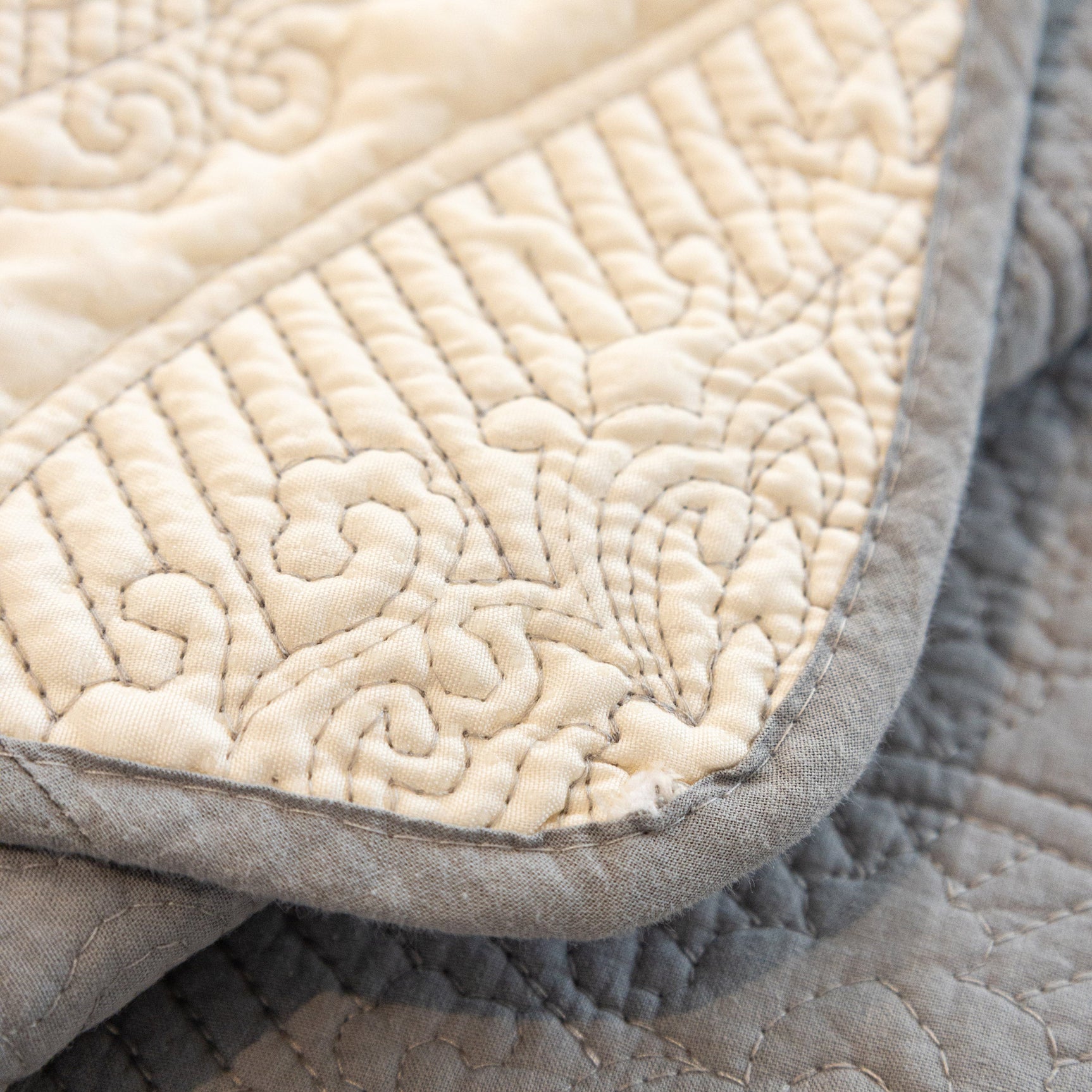 Baroque Sofa Cover – Quilted Cotton, Non-Slip, Washable with Ornate Embroidery - Ornate Home
