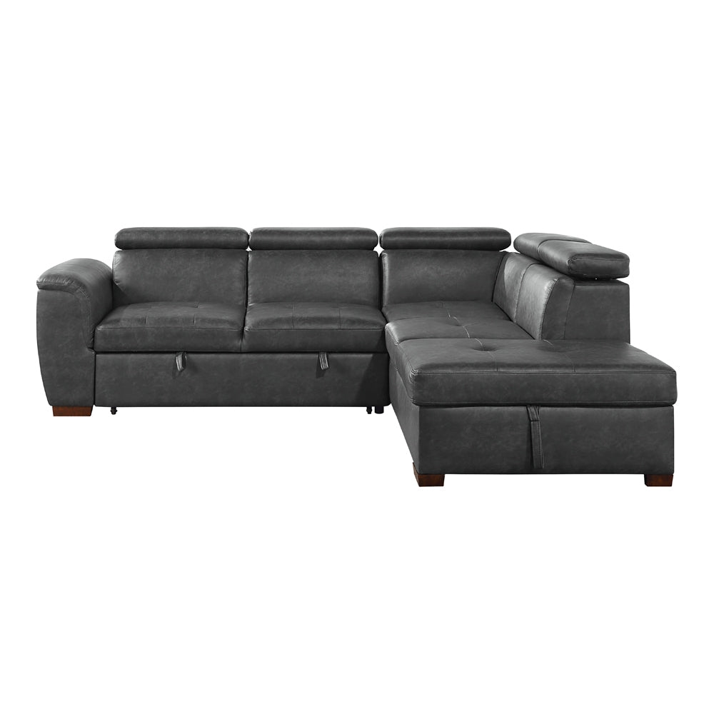 Barre Gray 2-Piece Sectional with Pull-Out Bed And Right Chaise - Ornate Home