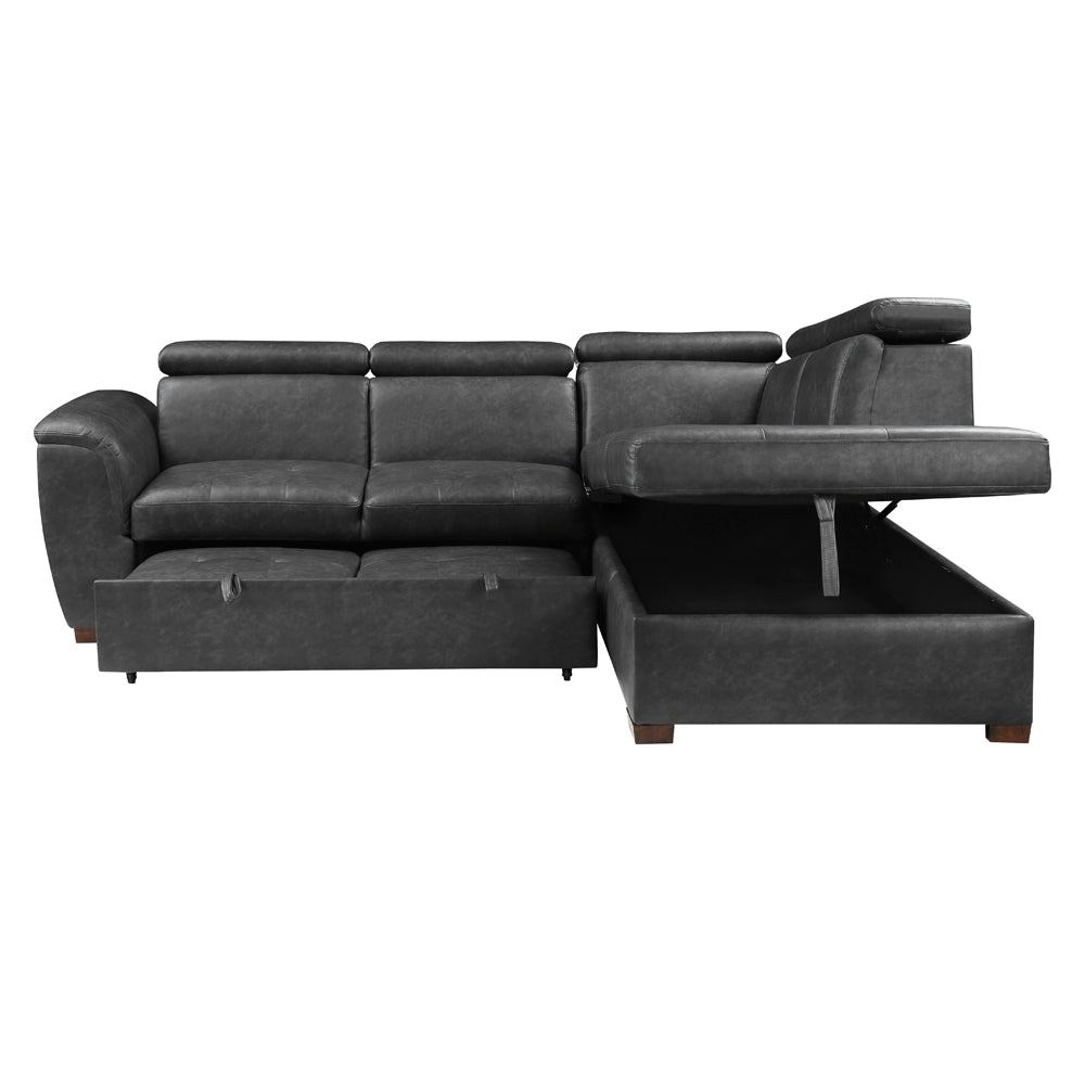 Barre Gray 2-Piece Sectional with Pull-Out Bed And Right Chaise - Ornate Home