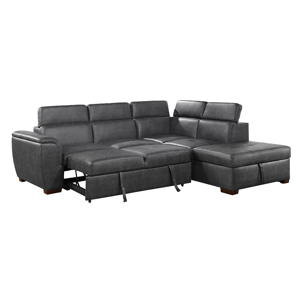 Barre Gray 2-Piece Sectional with Pull-Out Bed And Right Chaise - Ornate Home