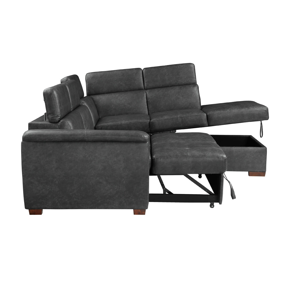 Barre Gray 2-Piece Sectional with Pull-Out Bed And Right Chaise - Ornate Home