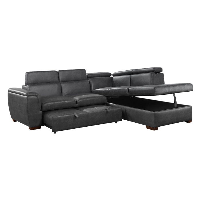 Barre Gray 2-Piece Sectional with Pull-Out Bed And Right Chaise - Ornate Home