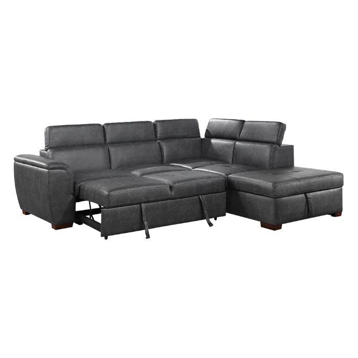Barre Gray 2-Piece Sectional with Pull-Out Bed And Right Chaise - Ornate Home