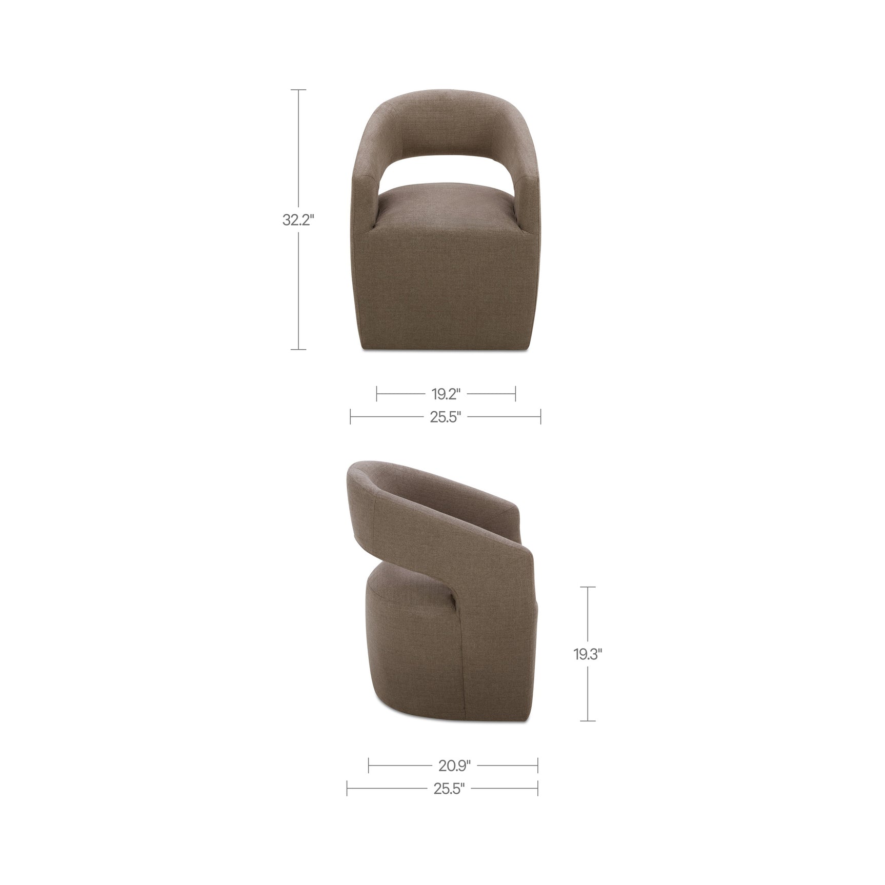 Barrow Soft Taupe Rolling Dining Chair - Ornate Home