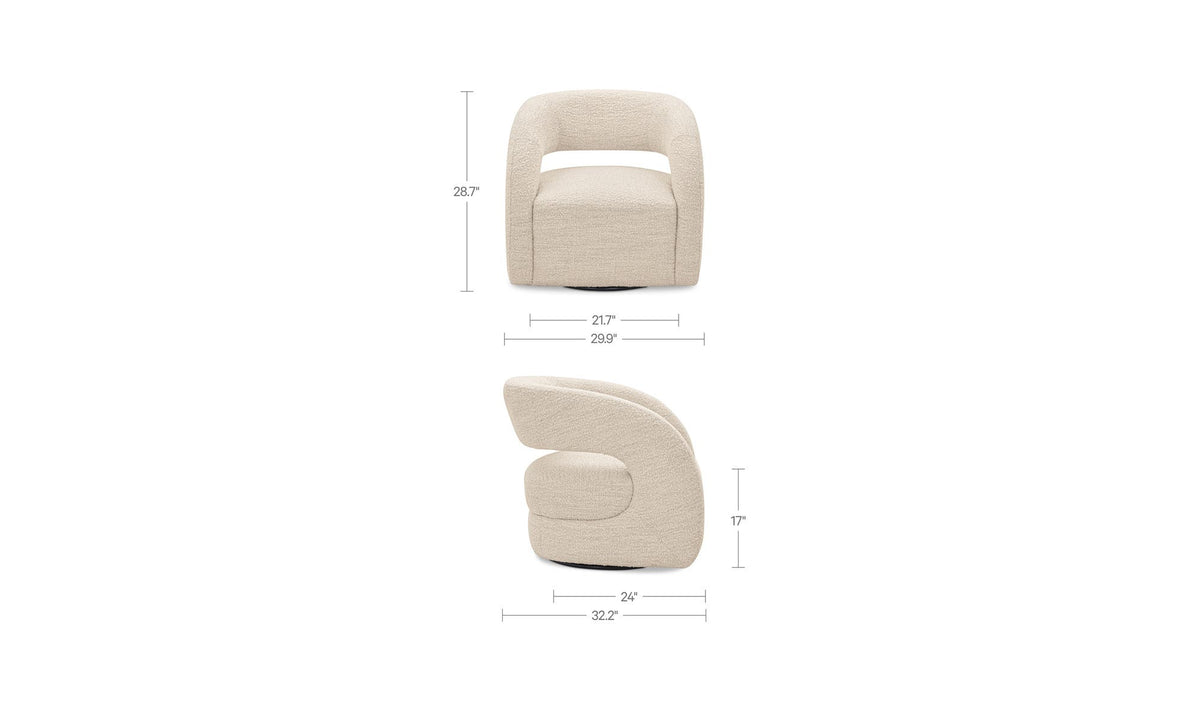 Barrow White Mist Swivel Accent Chair - Ornate Home