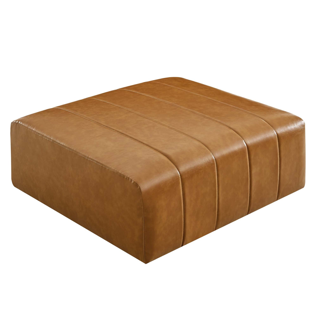 Bartlett Tan Vegan Leather Ottoman - Ornate Home