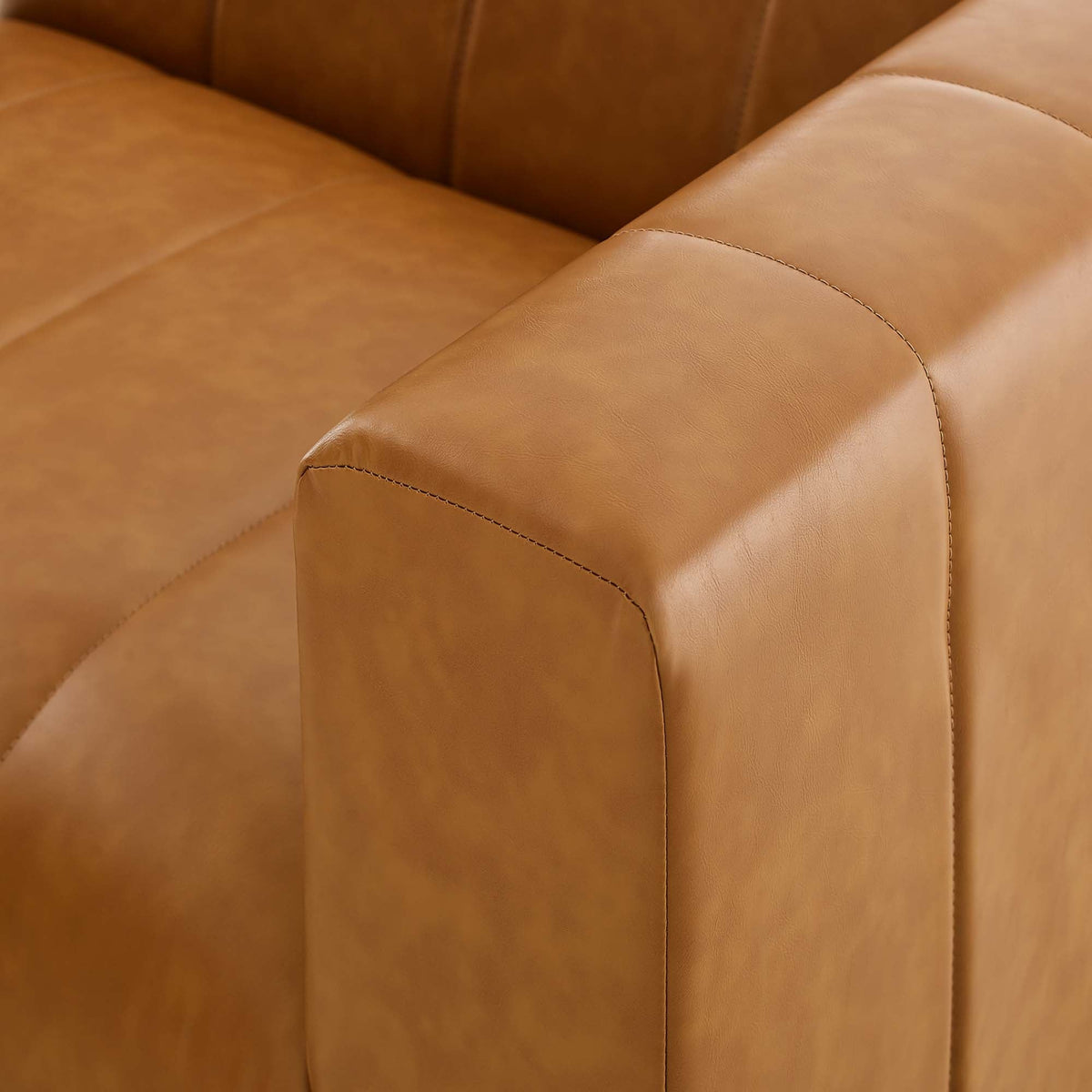 Bartlett Tan Vegan Leather Right-Arm Chair - Ornate Home